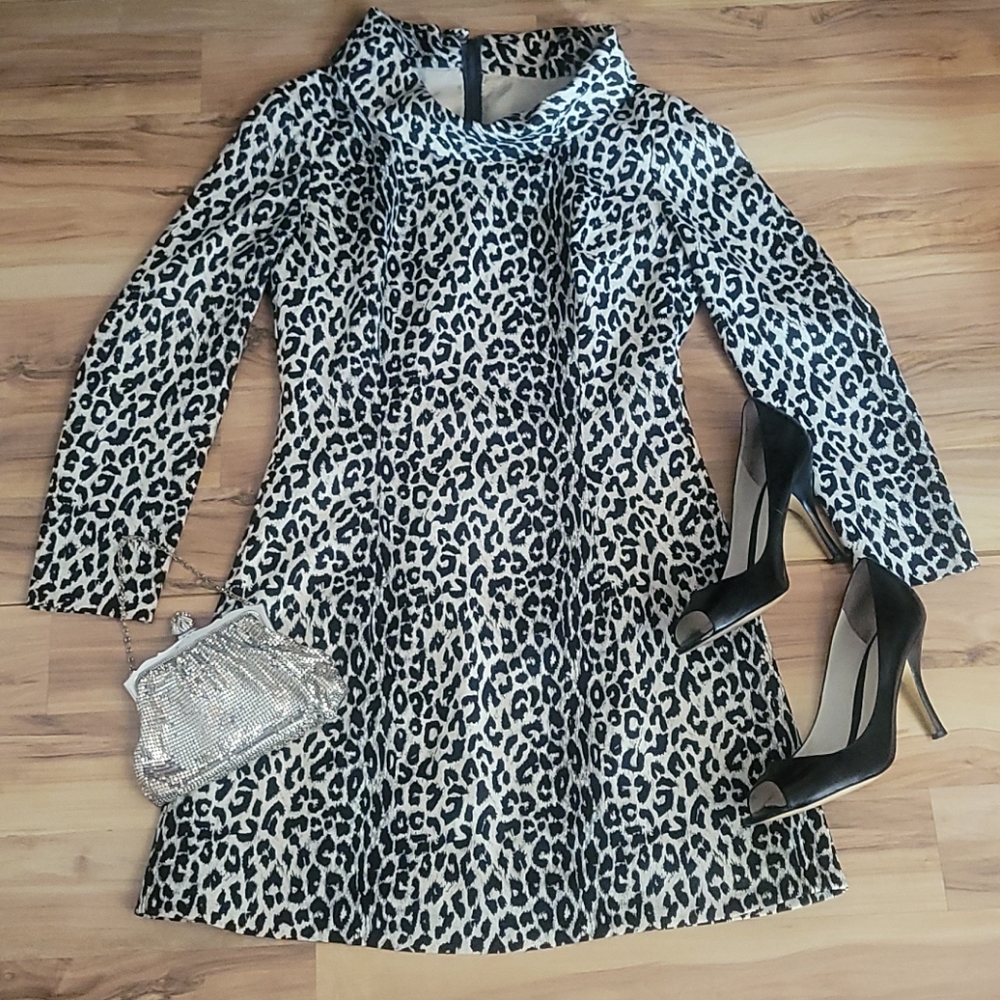 Vintage 70s Animal Print Mini Dress S